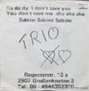 Cover: Trio - Da da da I dont love you You dont love me aha aha aha (englisch/deutsch)/Sabine Sabine Sabine (deutsch)